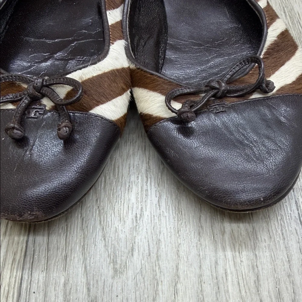 Tory Burch Brown Zebra Print Flats